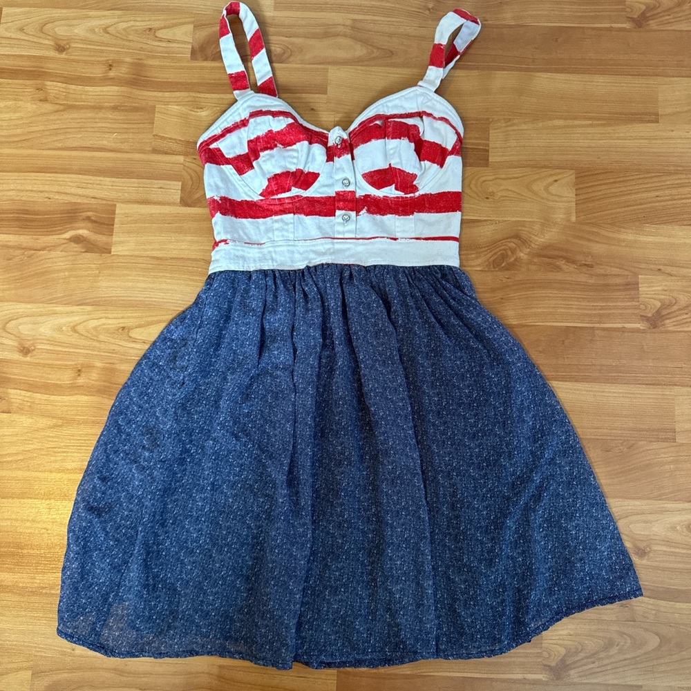 Marilyn Monroe Americana red, white, and blue striped dress